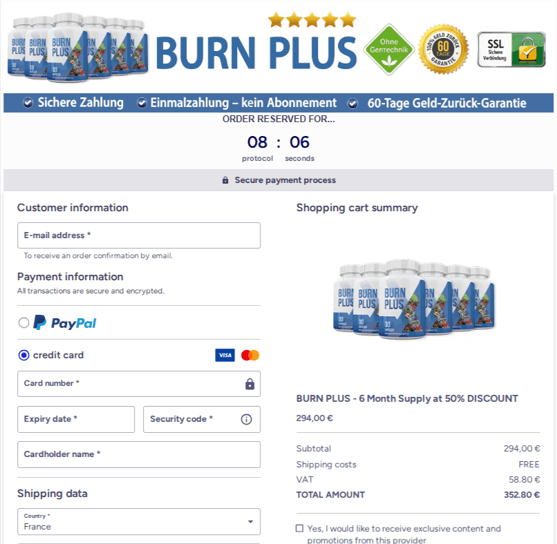 Burn Plus Checkout